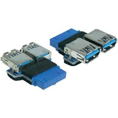 USB 3.0 adapter [1x USB 3.0 alj belső 19 p&oacute;lus&uacute; - 2x USB 3.0 alj A] k&eacute;k  Delock