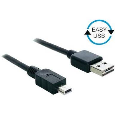 USB k&aacute;bel [1x USB 2.0 dug&oacute; A - 1x USB 2.0 dug&oacute; mini B] 3 m Fekete Delock 1007852