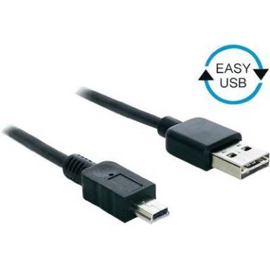 USB k&aacute;bel [1x USB 2.0 dug&oacute; A - 1x USB 2.0 dug&oacute; mini B] 5 m Fekete Delock 1007853