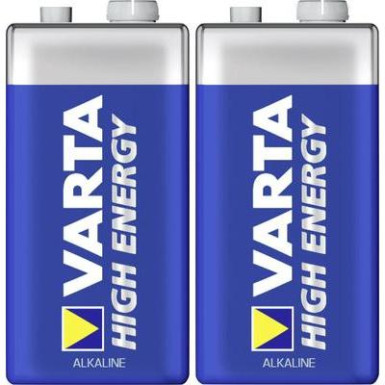 9V-os elem alkáli mangán Varta High Energy 6LR61 9 V, 2 db