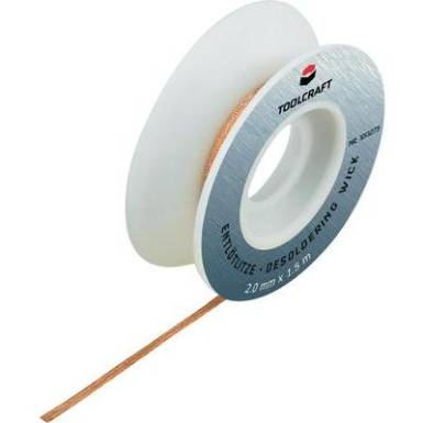 Kiforrasztó huzal Hossz 1.5 m Szélesség 2.5 mm Toolcraft ZD-180 Kiforrasztó huzal Hossz 1.5 m Szélesség 2.5 mm Toolcraft ZD-180