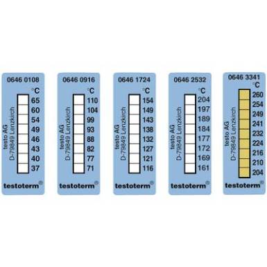 Öntapadós, felragasztható hőmérőcsík, 50 x 18 mm, 71/77/82/88/93/99/104/110 °C-ig Testo Testoterm Öntapadós, felragasztható hőmérőcsík, 50 x 18 mm, 71/77/82/88/93/99/104/110 °C-ig Testo Testoterm