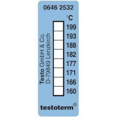 Öntapadós, felragasztható hőmérőcsík, 50 x 18 mm, 161/169/172/177/184/189/197/204 °C-ig Testo Testoterm Öntapadós, felragasztható hőmérőcsík, 50 x 18 mm, 161/169/172/177/184/189/197/204 °C-ig Testo Testoterm