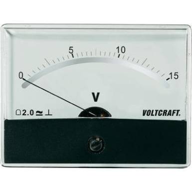 Beépíthető analóg lengőtekercses feszültségmérő műszer 15V/DC Voltcraft AM-86x65 Beépíthető analóg lengőtekercses feszültségmérő műszer 15V/DC Voltcraft AM-86x65