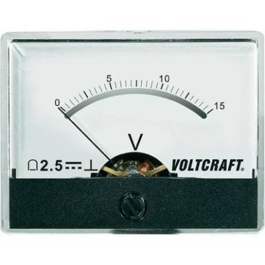 Beépíthető analóg lengőtekercses feszültségmérő műszer 15V/DC Voltcraft AM-60x46 Beépíthető analóg lengőtekercses feszültségmérő műszer 15V/DC Voltcraft AM-60x46