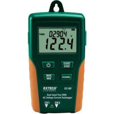 Kétcsatornás valódi effektívéték (TrueRMS) mérési adatgyűjtőműszer készletben 600 V/AC, 200 A/AC Extech DL160 Kétcsatornás valódi effektívéték (TrueRMS) mérési adatgyűjtőműszer készletben 600 V/AC, 200 A/AC Extech DL160