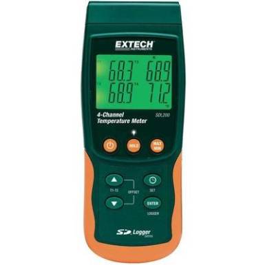 2/4 csatornás hőmérséklet mérő és SD kártyás adatgyűjtő -199 től+1700 °C-ig K-tipusú érzékelővel Extech SDL200 2/4 csatornás hőmérséklet mérő és SD kártyás adatgyűjtő -199 től+1700 °C-ig K-tipusú érzékelővel Extech SDL200