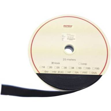 T&eacute;pőz&aacute;r Felragaszt&aacute;shoz Horgos f&eacute;l (H x Sz) 25000 mm x 16 mm Fekete Fastech T0101699990225 25 m