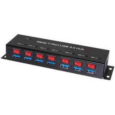 USB 3.0 hub, fém, kapcsolható, 7 portos, Renkforce USB 3.0 hub, fém, kapcsolható, 7 portos, Renkforce