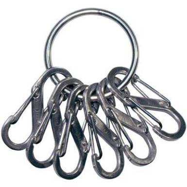 Kulcskarika, ezüst színű, 6 db S-Biner karabínerrel NI-KRGS-11-R3 KeyRing NITE Ize Kulcskarika, ezüst színű, 6 db S-Biner karabínerrel NI-KRGS-11-R3 KeyRing NITE Ize