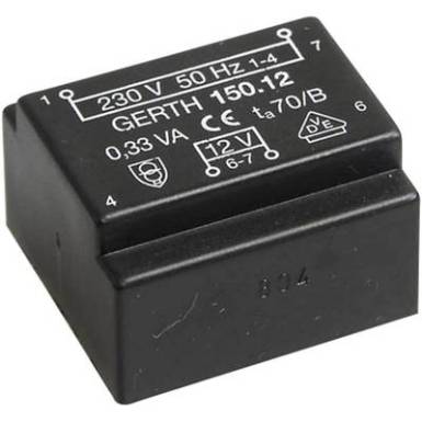 EE 20/6,1 Nyák transzformátor, 230 V / 6 V 88 mA 0,35 VA Gerth EE 20/6,1 Nyák transzformátor, 230 V / 6 V 88 mA 0,35 VA Gerth