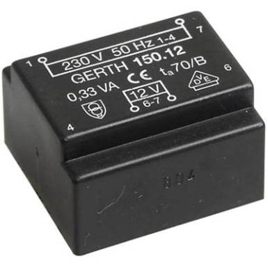 EE 20/6,1 Nyák transzformátor, 230 V / 15 V 23 mA 0,35 VA Gerth EE 20/6,1 Nyák transzformátor, 230 V / 15 V 23 mA 0,35 VA Gerth