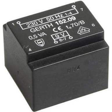 EE 20/10,5 Nyák transzformátor, 230 V / 6 V 83 mA 0,5 VA Gerth EE 20/10,5 Nyák transzformátor, 230 V / 6 V 83 mA 0,5 VA Gerth