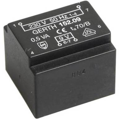 EE 20/10,5 Ny&aacute;k transzform&aacute;tor, 230 V / 12 V 41 mA 0,5 VA Gerth