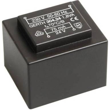 EI 30/15,5 Nyák transzformátor, 230 V / 2 x 6 V 150 mA 1,8 VA Gerth EI 30/15,5 Nyák transzformátor, 230 V / 2 x 6 V 150 mA 1,8 VA Gerth