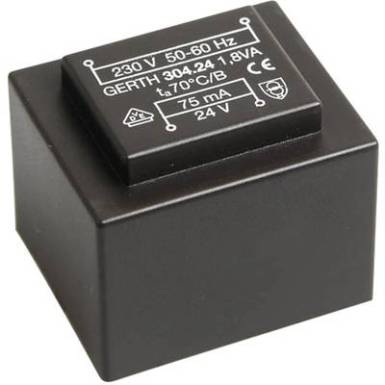EI 30/15,5 Nyák transzformátor, 230 V / 2 x 9 V 100 mA 1,8 VA Gerth EI 30/15,5 Nyák transzformátor, 230 V / 2 x 9 V 100 mA 1,8 VA Gerth