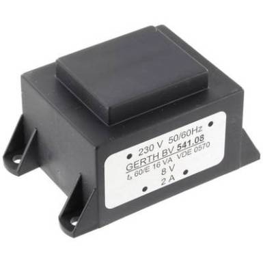 EI 54/18,8 Nyák transzformátor, peremmel, 230 V / 15 V 1066 mA 16 VA Gerth EI 54/18,8 Nyák transzformátor, peremmel, 230 V / 15 V 1066 mA 16 VA Gerth