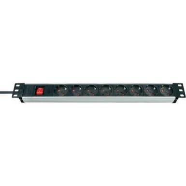 Hálózati elosztó 19 colos rack szekrénybe, 8 részes, alu/fekete, Brennenstuhl 1390007018 Hálózati elosztó 19 colos rack szekrénybe, 8 részes, alu/fekete, Brennenstuhl 1390007018