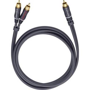 RCA Audio Y k&aacute;bel [2x RCA dug&oacute; - 1x RCA dug&oacute;] 5 m Antracit Aranyozatt &eacute;rintkező Oehlbach