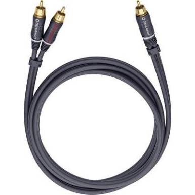 RCA Audio Y k&aacute;bel [2x RCA dug&oacute; - 1x RCA dug&oacute;] 10 m Antracit Aranyozatt &eacute;rintkező Oehlbach