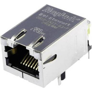 MagJack 10/100Base-TX 5 átvivő LED-ekkel alj, beépíthető vízszintes 10/100Base-TX Pólus: 8P8C nikkelezett, fém BEL S MagJack 10/100Base-TX 5 átvivő LED-ekkel alj, beépíthető vízszintes 10/100Base-TX Pólus: 8P8C nikkelezett, fém BEL S