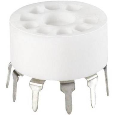 Kerámia elektroncső foglalat, Print-B, pólusszám 9, novál foglalat, nyákba forrasztható Kerámia elektroncső foglalat, Print-B, pólusszám 9, novál foglalat, nyákba forrasztható