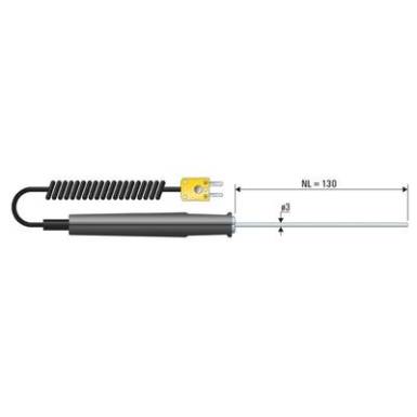 Hőm&eacute;rs&eacute;klet&eacute;rz&eacute;kelő K-T&iacute;pus (NiCrNi), PTFE bevonattal  &Oslash; 3 mm, &middot;-50 .... +1150 &deg;C