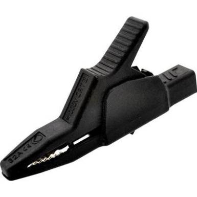 Szigetelt krokodilcsipesz, m&eacute;rőcsipesz CAT II/1000V-ig 4mm-es ban&aacute;ndug&oacute; aljzattal, fekete SKS Hirschmann AK 2 B 2540 I
