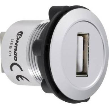 Beépíthető USB A - USB A 2.0 aljzat, ezüst Conrad USB-01 Beépíthető USB A - USB A 2.0 aljzat, ezüst Conrad USB-01