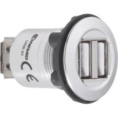 Beépíthető USB A 2.0 kettős aljzat, ezüst Conrad USB-07 Beépíthető USB A 2.0 kettős aljzat, ezüst Conrad USB-07