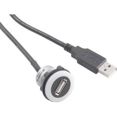 Beépíthető USB A 2.0 megvilágított aljzat, 60cm USB kábellel Conrad USB-05-BK Beépíthető USB A 2.0 megvilágított aljzat, 60cm USB kábellel Conrad USB-05-BK