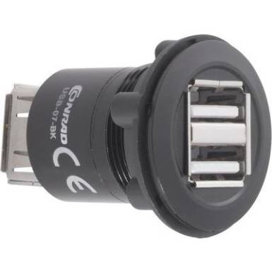 Be&eacute;p&iacute;thető USB A 2.0 kettős aljzat Conrad USB-07-BK