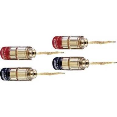 Hangszóró csatlakozó dugó, egyenes, arany/piros/fekete, Oehlbach 3022 4 db Hangszóró csatlakozó dugó, egyenes, arany/piros/fekete, Oehlbach 3022 4 db