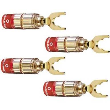 Hangszóró csatlakozó dugó, egyenes, arany, Oehlbach 3023 4 db Hangszóró csatlakozó dugó, egyenes, arany, Oehlbach 3023 4 db