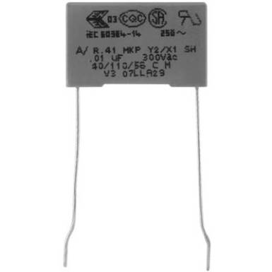 MKP zavarszűrő kondenzátor, radiális 1 nF 300 V 20 % 10 mm, 13 x 4 x 9 Kemet R413F11000000M MKP zavarszűrő kondenzátor, radiális 1 nF 300 V 20 % 10 mm, 13 x 4 x 9 Kemet R413F11000000M
