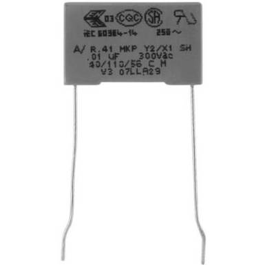 MKP zavarszűrő kondenzátor, radiális 2,2 nF 300 V 20 % 10 mm, 13 x 4 x 9 Kemet R413F12200000M MKP zavarszűrő kondenzátor, radiális 2,2 nF 300 V 20 % 10 mm, 13 x 4 x 9 Kemet R413F12200000M