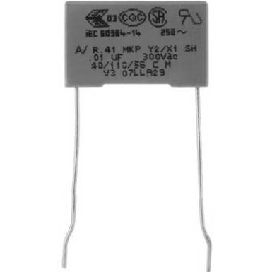 MKP zavarszűrő kondenzátor, radiális 4,7 nF 300 V 20 % 10 mm, 13 x 5 x 11 Kemet R413F147000M1M MKP zavarszűrő kondenzátor, radiális 4,7 nF 300 V 20 % 10 mm, 13 x 5 x 11 Kemet R413F147000M1M