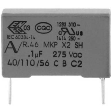 MKP zavarszűrő kondenzátor, radiális 2,2 µF 275 V 20 % 27,5 mm, 32 x 14 x 28 Kemet R46KR422000M1M MKP zavarszűrő kondenzátor, radiális 2,2 µF 275 V 20 % 27,5 mm, 32 x 14 x 28 Kemet R46KR422000M1M