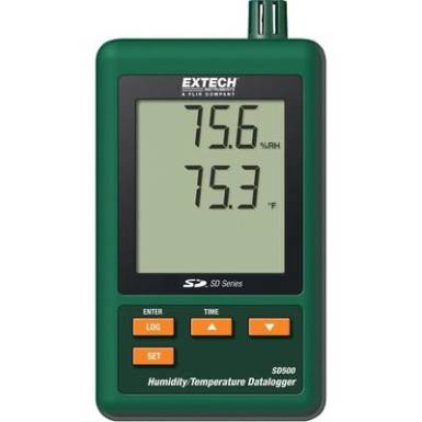 Hőm&eacute;rs&eacute;klet &eacute;s p&aacute;ratartalom, l&eacute;gnedvess&eacute;g m&eacute;r&eacute;s adatgyűjtő Extech SD 500