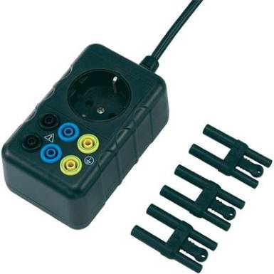 H&aacute;l&oacute;zati k&eacute;sz&uuml;l&eacute;k teszter, konnektor m&eacute;rőadapter, 4mm-es ban&aacute;ndug&oacute;s aljzatokkal 300V-ig Voltcraft SMA-10