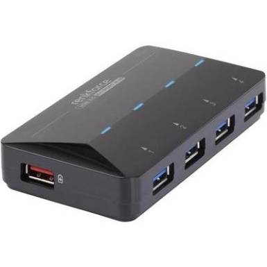 4+1 portos USB hub, gyorstöltő porttal, LED-es, Renkforce 4+1 portos USB hub, gyorstöltő porttal, LED-es, Renkforce