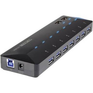 7+2 portos USB hub, gyorstöltő porttal, LED-es, Renkforce 7+2 portos USB hub, gyorstöltő porttal, LED-es, Renkforce