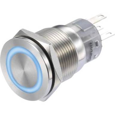 Nyomógomb 250 V/AC 3 A 1 x KI/(BE) Conrad LAS1-BGQ-11E/B/12V IP65 Nyomógomb 250 V/AC 3 A 1 x KI/(BE) Conrad LAS1-BGQ-11E/B/12V IP65