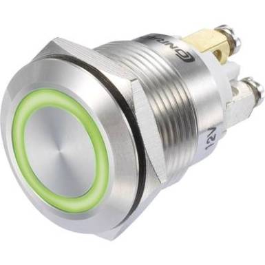 Nyomógomb 48 V/DC 3 A 1 x KI/(BE) Conrad GQ19F-10E/G/12V/S IP65 Nyomógomb 48 V/DC 3 A 1 x KI/(BE) Conrad GQ19F-10E/G/12V/S IP65