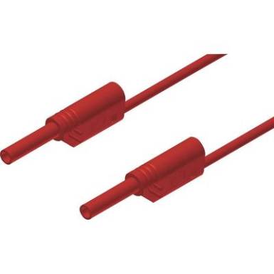 M&eacute;rőzsin&oacute;r, szigetelt m&eacute;rővezet&eacute;k 2db 2mm-es toldhat&oacute; ban&aacute;ndug&oacute;val 1 mm&sup2;, 1m, piros SKS Hirschmann MVL S 100/1 Au