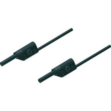 Mérőzsinór, szigetelt mérővezeték 2db 2mm-es toldható banándugóval 1 mm², 2m, fekete SKS Hirschmann MVL S 200/1 Au Mérőzsinór, szigetelt mérővezeték 2db 2mm-es toldható banándugóval 1 mm², 2m, fekete SKS Hirschmann MVL S 200/1 Au