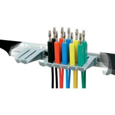 M&eacute;rőzsin&oacute;r, m&eacute;rővezet&eacute;k k&eacute;szlet 4mm-es ban&aacute;ndug&oacute;val, fali tart&oacute;val CAT III 1000V 1m SKS Hirschmann PMS 4 LMLH