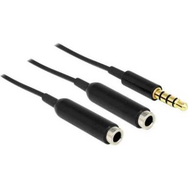 Jack Audio Y kábel , 1 x Jack dugó, 3,5 mm-es - 2x Jack alj, 3,5 mm-es 0.25 m fekete, Delock Jack Audio Y kábel , 1 x Jack dugó, 3,5 mm-es - 2x Jack alj, 3,5 mm-es 0.25 m fekete, Delock