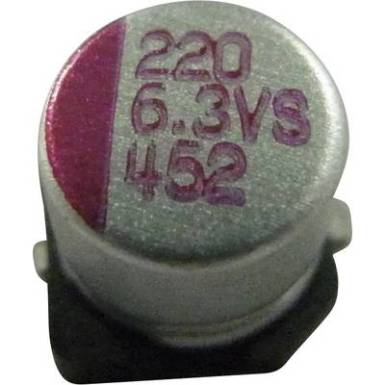 Elektrolit kondenz&aacute;tor SMD 390 &micro;F 6.3 V/DC 10 % (&Oslash; x Ma) 8 mm x 6.7 mm PVS397M6R3S0ANGA3K 1 db