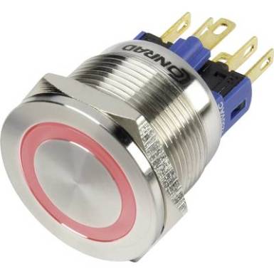 Vandálbiztos nyomógomb 250 V/AC 3 A 1 x KI/(BE) Conrad GQ22S-11E/R/12V IP65 Vandálbiztos nyomógomb 250 V/AC 3 A 1 x KI/(BE) Conrad GQ22S-11E/R/12V IP65